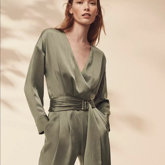 Ramy Brook Satin Crosby Jumpsuit - Sage - Picture 5 of 9